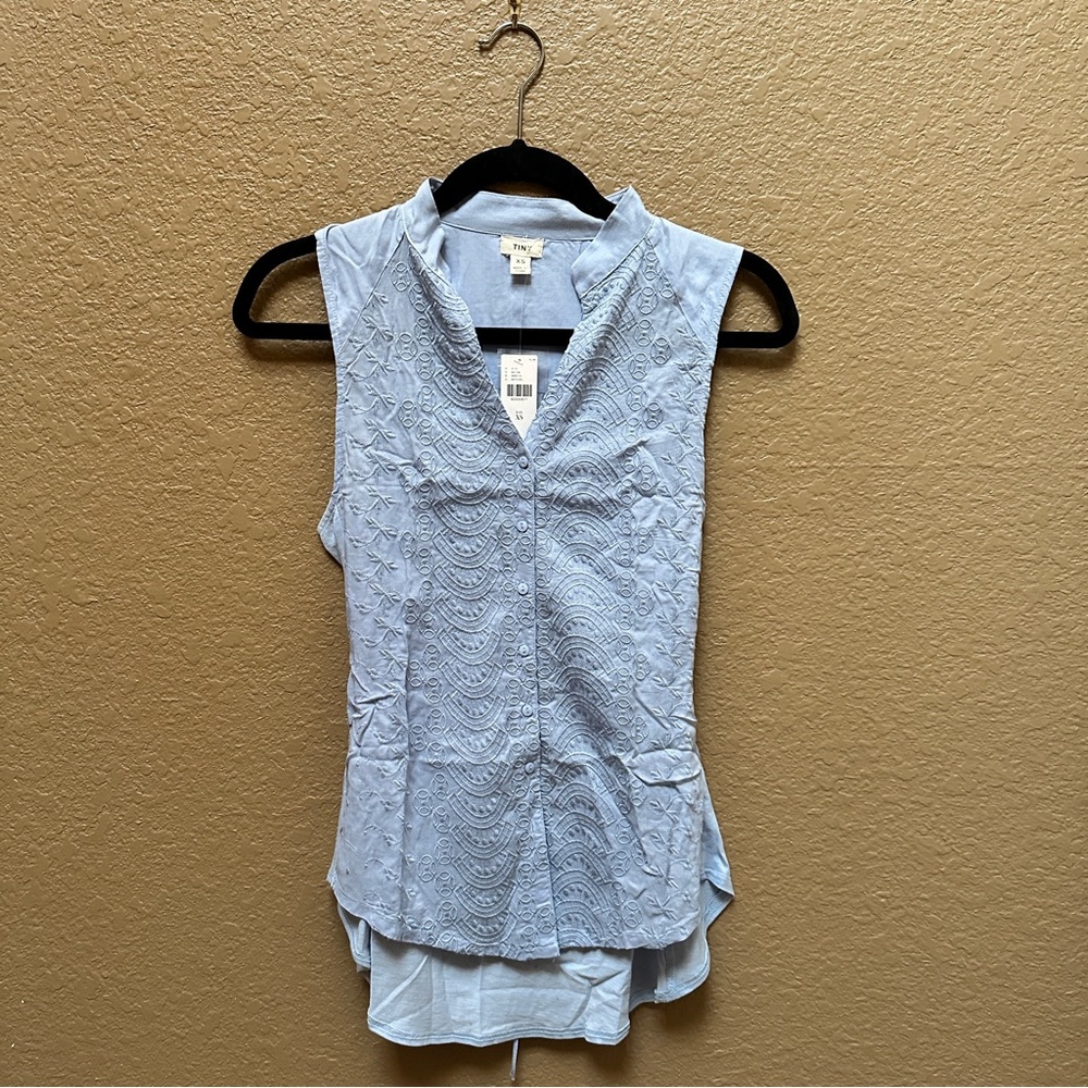 Anthropologie Sky Blue Embroidered Blouse